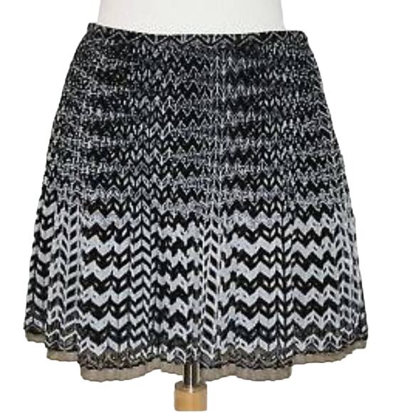 MADEWELL Black Chevron Ombre Chiffon Pleated Full Mini Skirt 6 - Picture 1 of 5